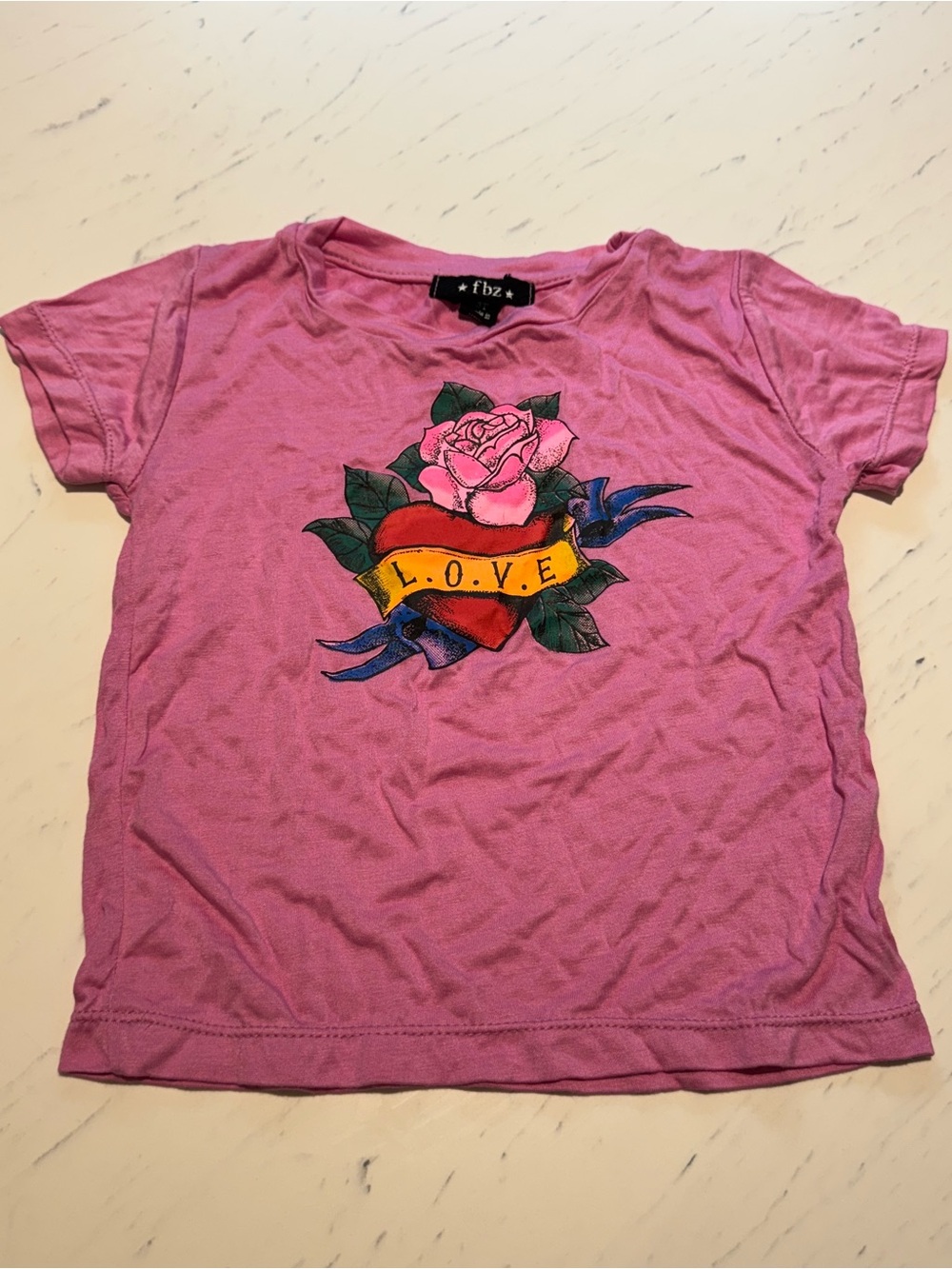 Flowers by Zoe Pink Short Sleeve 'LOVE' Heart & Rose Tee